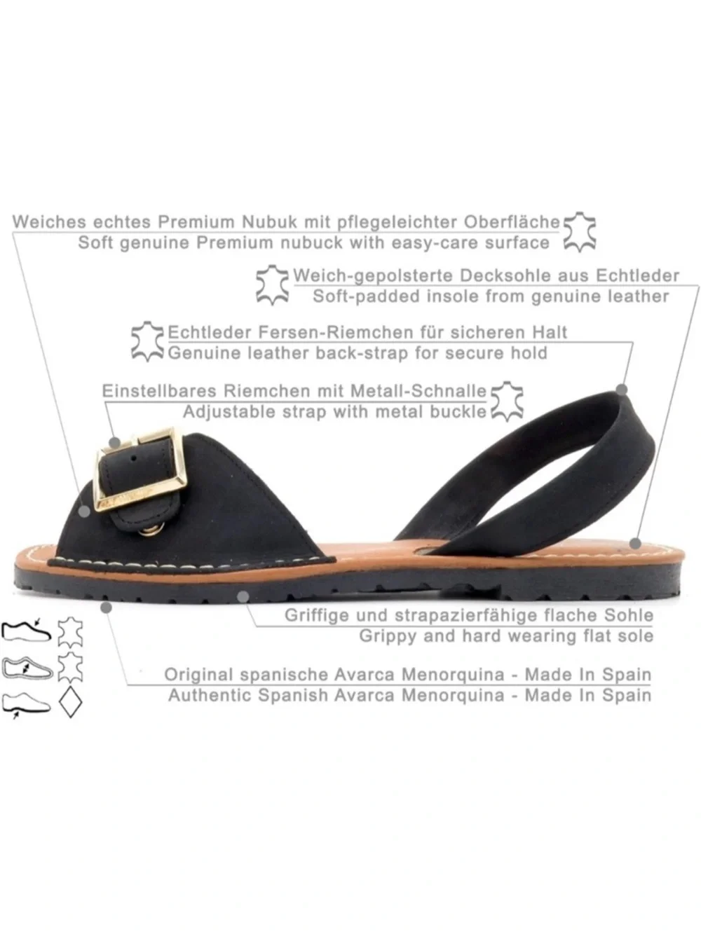 Avarca Menorquina Sandals 9 Nubuck Leather Buckle Coastal Euro Summer